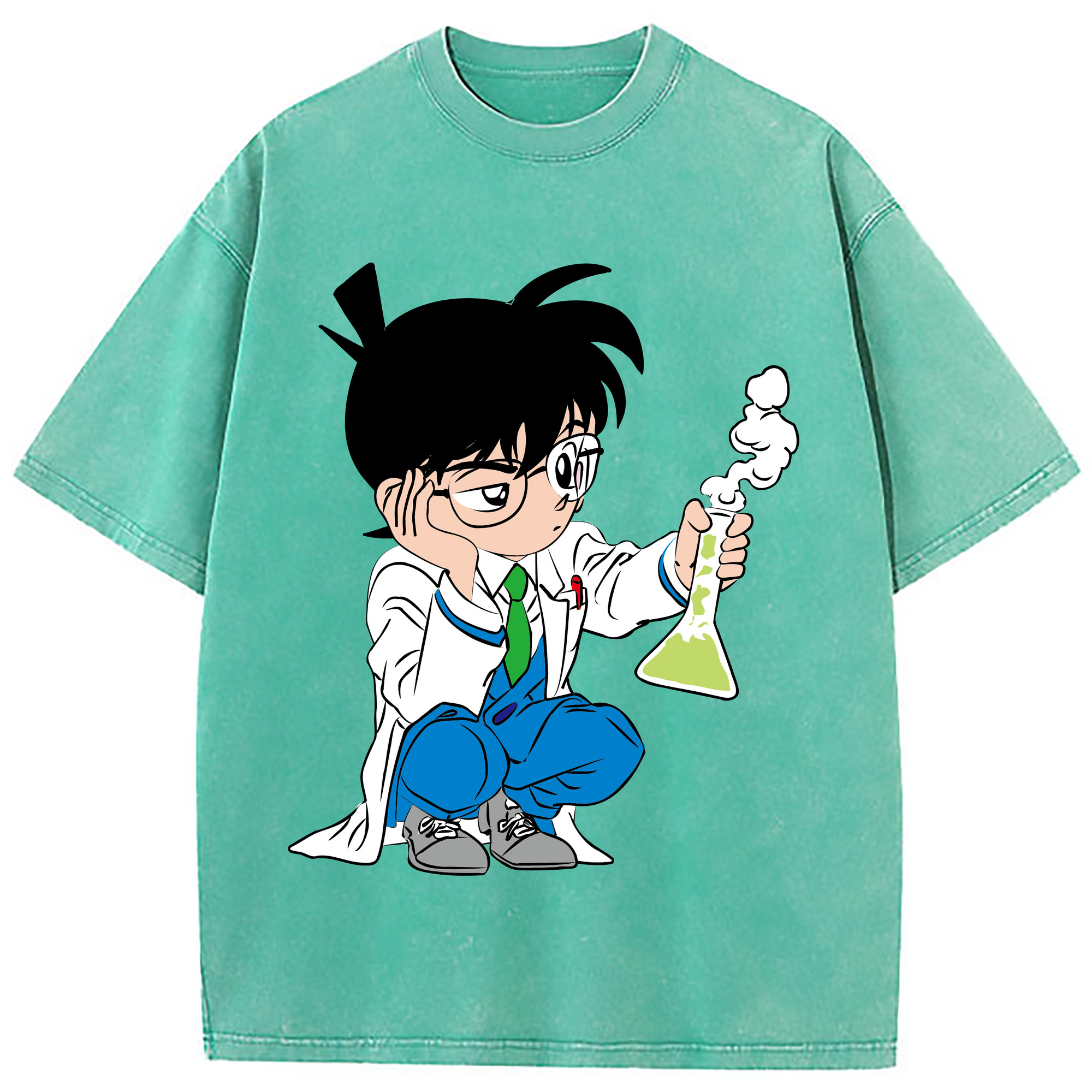 （画像用） 名探偵コナン 江戸川 コナン Detective Conan Conan Edogawa 綿100% ヴィンテージ風 半袖Tシャツ（フロントプリント）